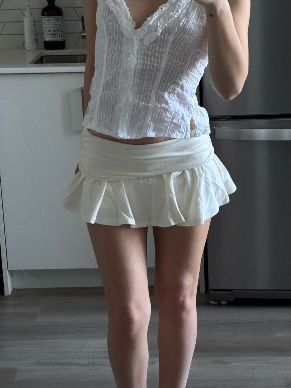 SKIMS Cream Ruffle Mini Skort